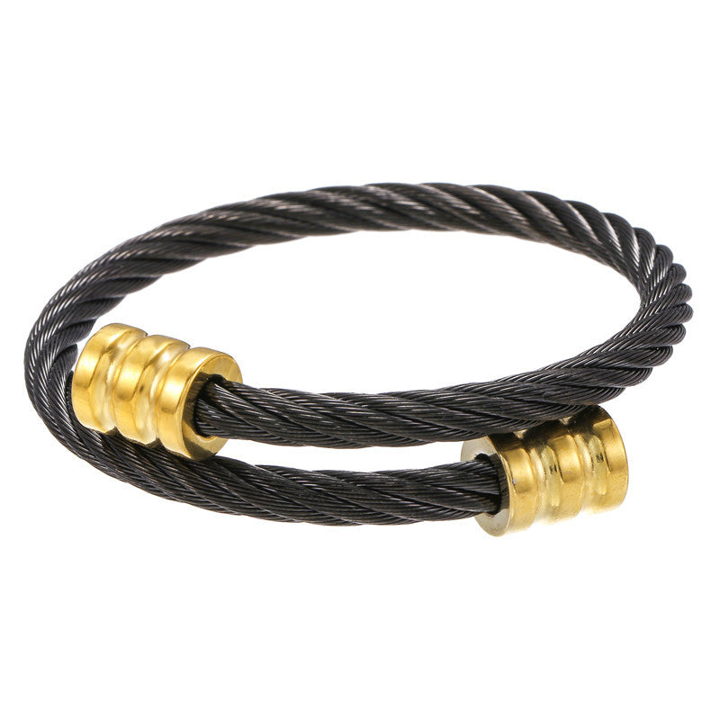 Retro personalized stainless steel wrapped geometric bracelet